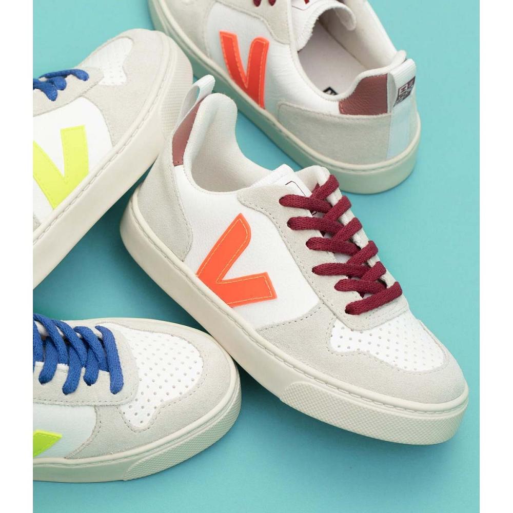 White/Orange Kids' Veja V-10 BONTON Sneakers | AU 838UZG